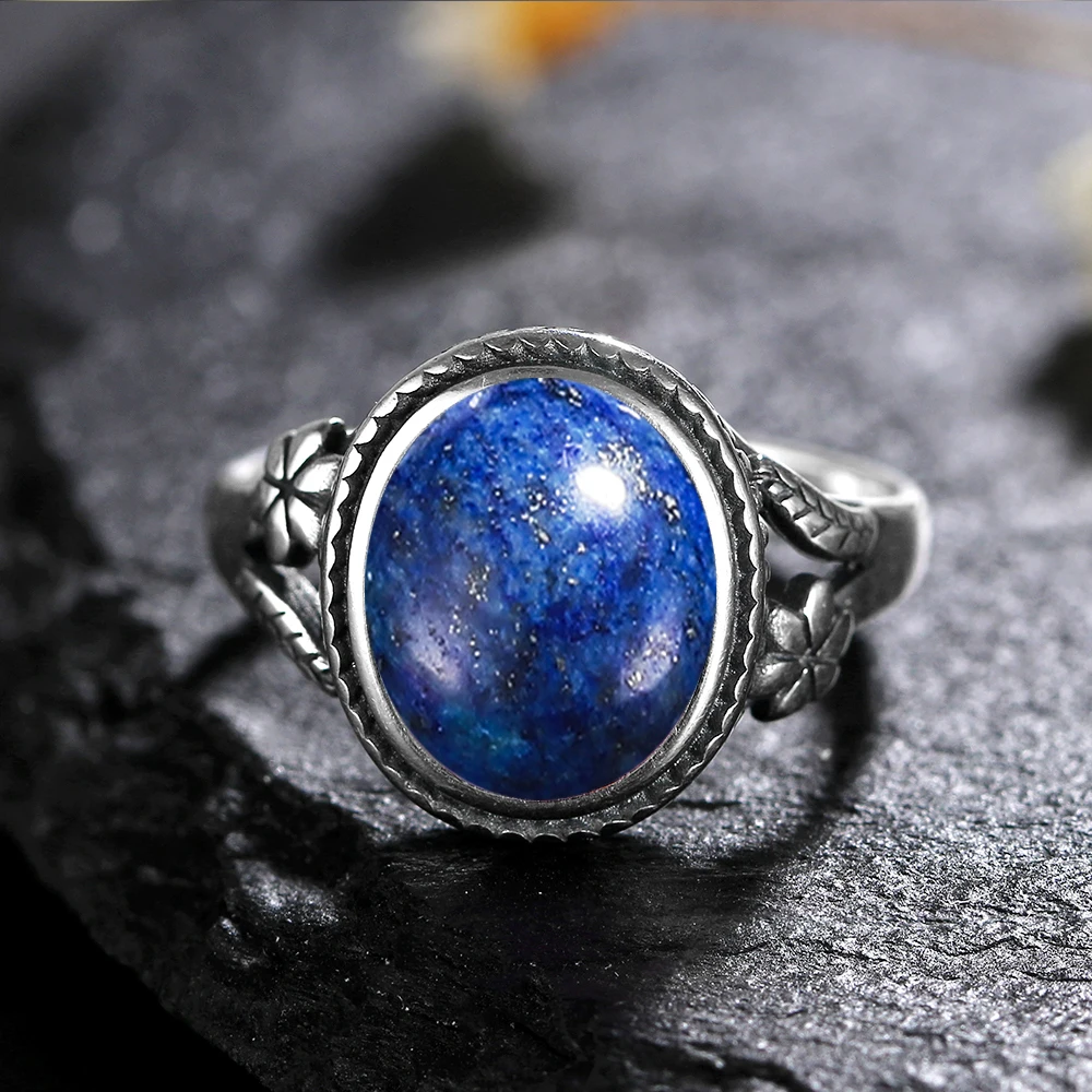 Bague œil de tigre naturel en argent regardé 925 pour femme, bague en agate noire en forme de fleur, bijoux fantaisie, cadeau, 8x10mm 5