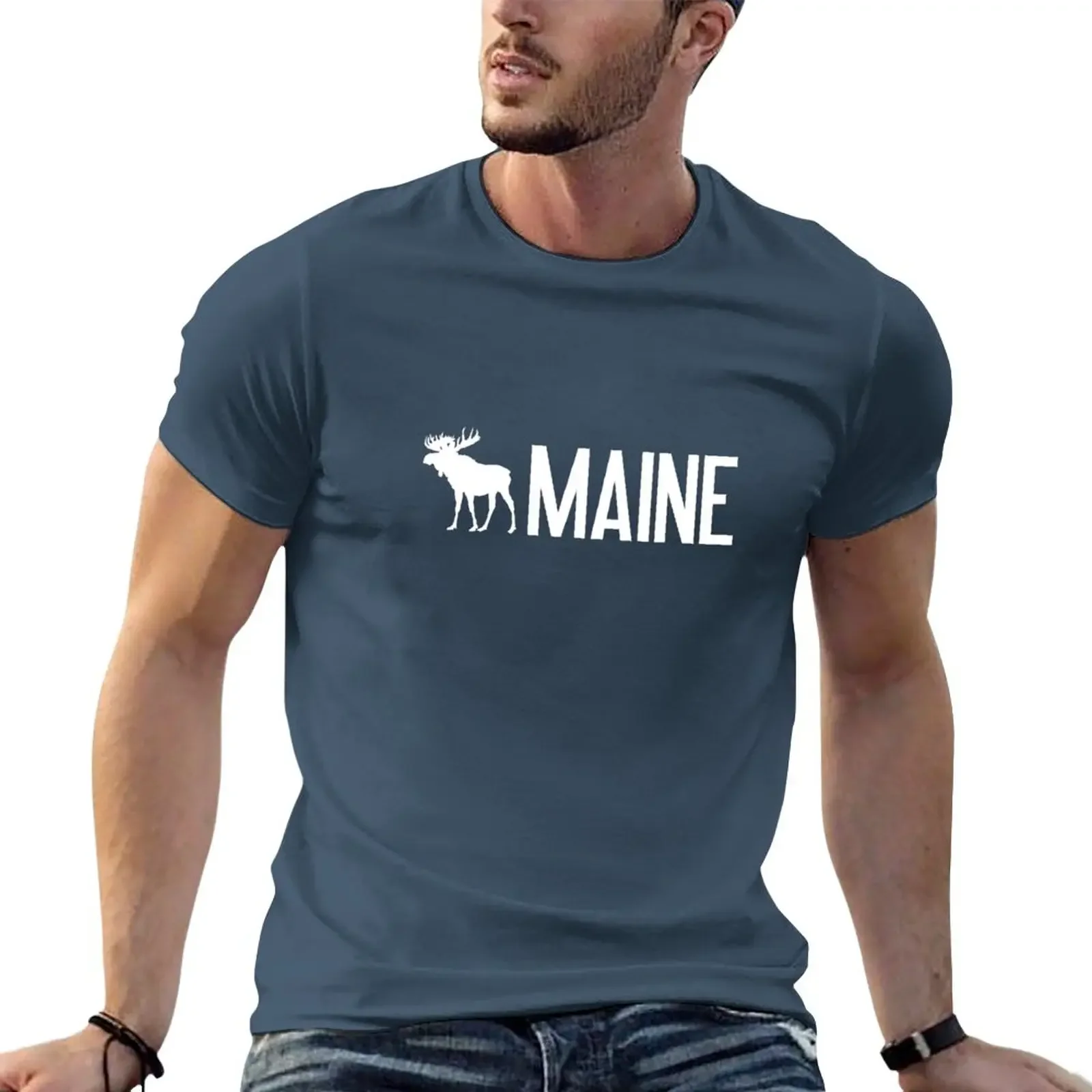 

Maine Moose T-Shirt cute tops summer tops customs men workout shirt