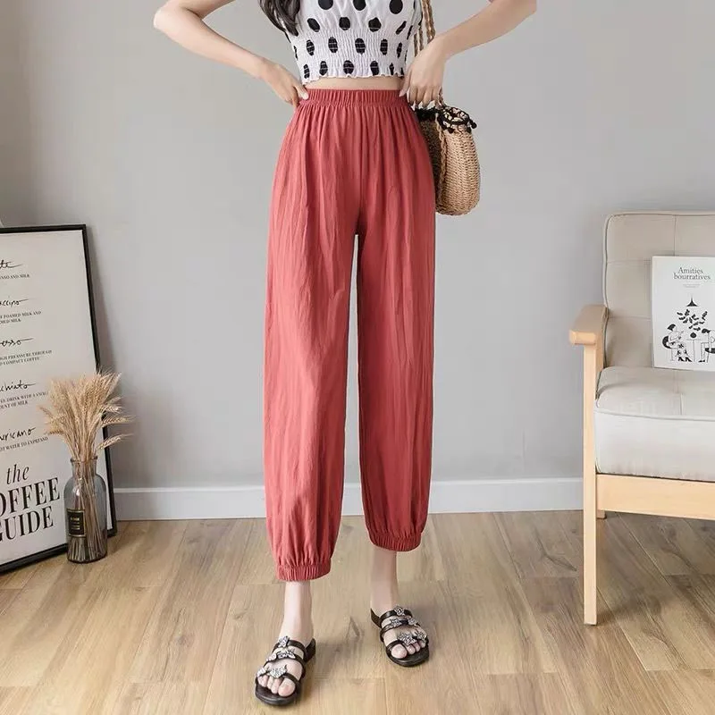Women Casual Loose Cozy Harem Pants for 2026 New Summer Elastic Waist Beach Linen Pants Solid Color All-match Lantern Trousers 58 Sd294d2d0f35042fa93d09528f1a53c31s