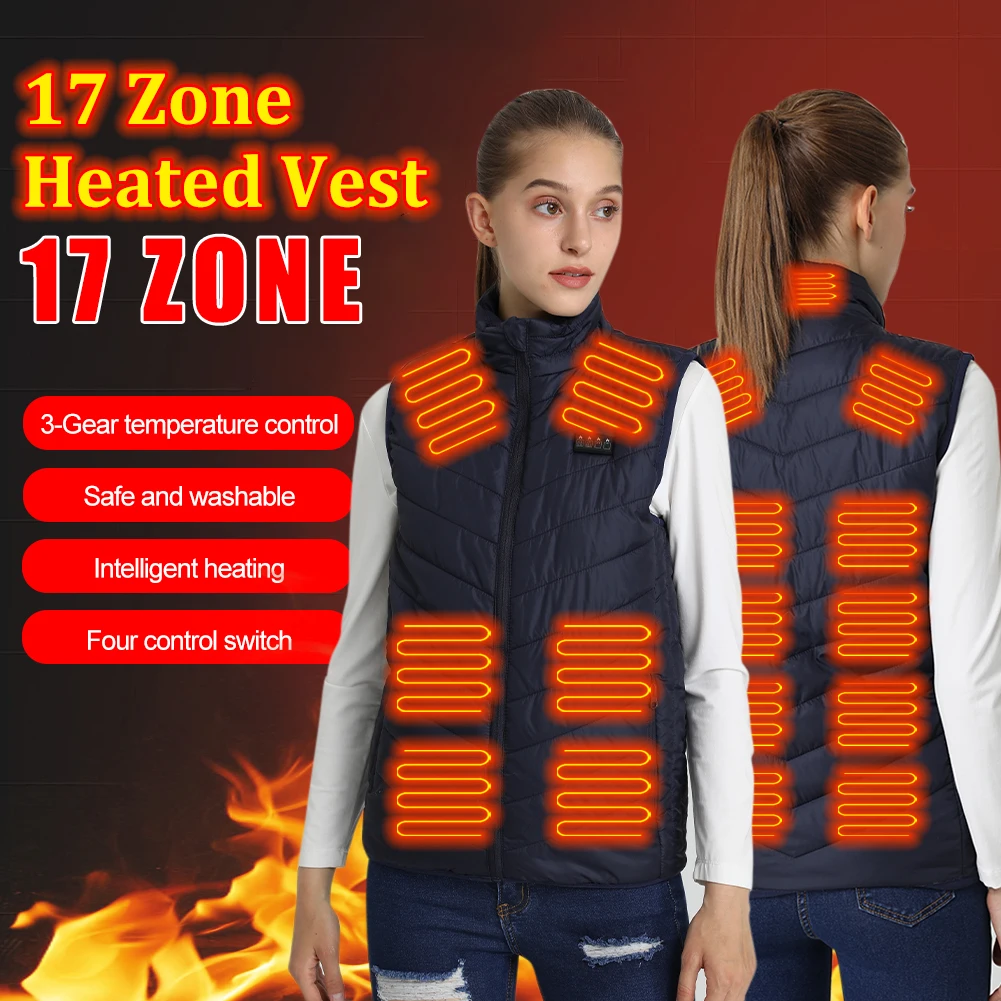 New Winter Vest 17 Heating Zones Electric Heated Men Women Vest 3 Speed Adjustabl Intelligent Heating Thermal Vest Jacket Warmer
New Winter Vest 17 Heating Zones Electric Heated Men Women Vest 3 Speed Adjustabl Intelligent Heating Thermal Vest Jacket Warmer