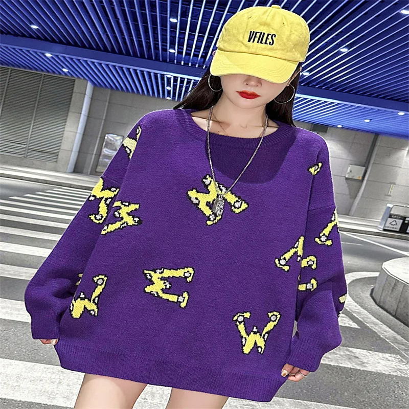 Sandro Rivers Letter Round Neck Pullover Purple Knitted Sweater Women's Autumn and Winter New 2022 Western Fashion Top
Sandro Rivers Letter Round Neck Pullover Purple Knitted Sweater Women's Autumn and Winter New 2022 Western Fashion Top