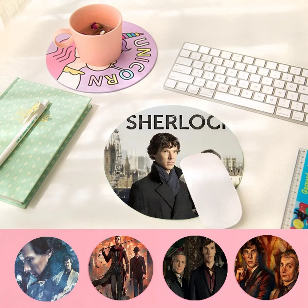 

I Am Sherlock Holmes Mousepad DIY Round Thickened Mouse Pad Oversized Gaming Keyboard Table Mat Desk Set Accessories Desktop Mat