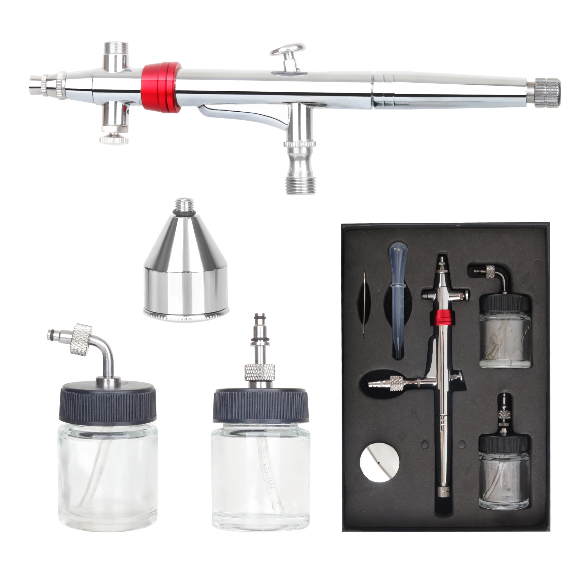 

Dual Action Airbrush Pen with Rotatable Air Brush Head Gravity and Both Side Available Match Most Types Siphon Feeding