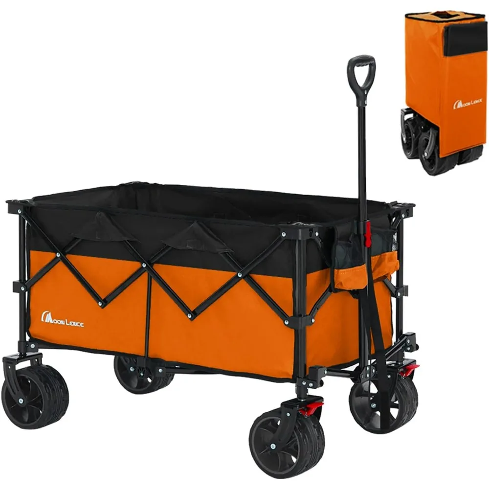 

Collapsible Outdoor Utility Wagon Heavy Duty Folding Garden Portable Hand Cart with All-Terrain Beach Wheels, Adjustable Handle