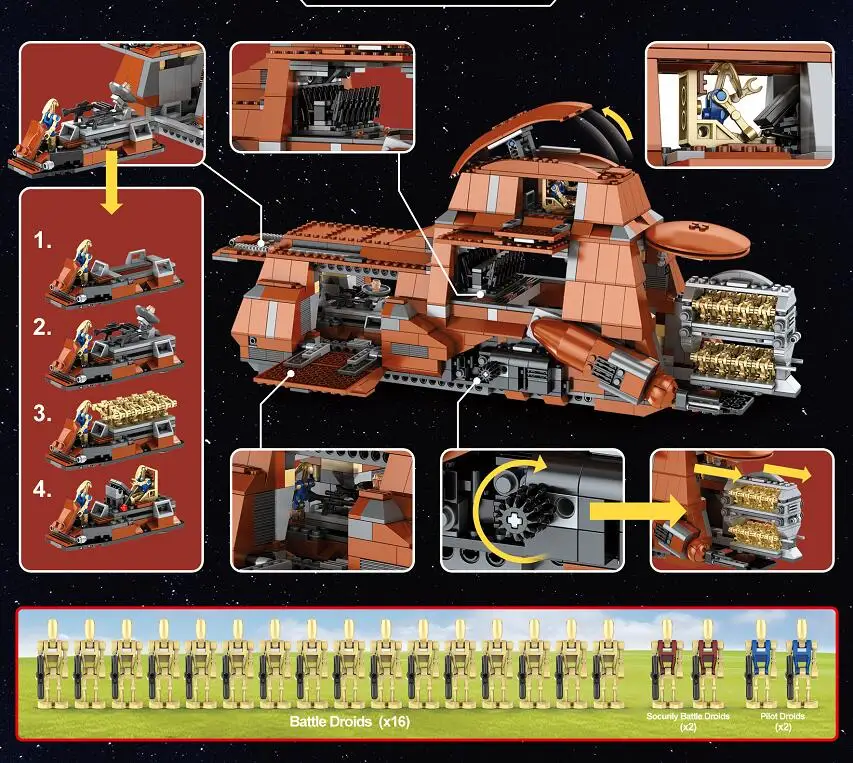 NEW MOC - Multi Troop Transport Trade Federation MTT Containerized Building Blocks Model DIY Bricks Toys for Children Gifts
NEW MOC - Multi Troop Transport Trade Federation MTT Containerized Building Blocks Model DIY Bricks Toys for Children Gifts