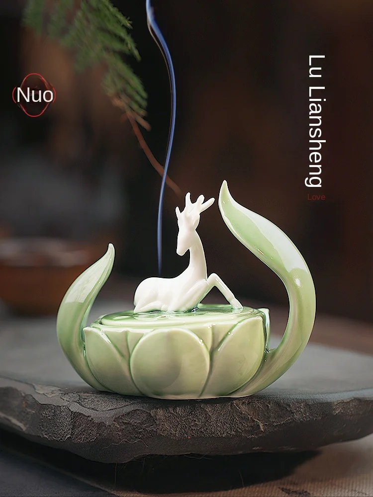 

Курильница в форме лотоса, керамический материал в китайском стиле, креативное украшение для чайной церемонии, дома и рабочего стола из агара, 1 шт.