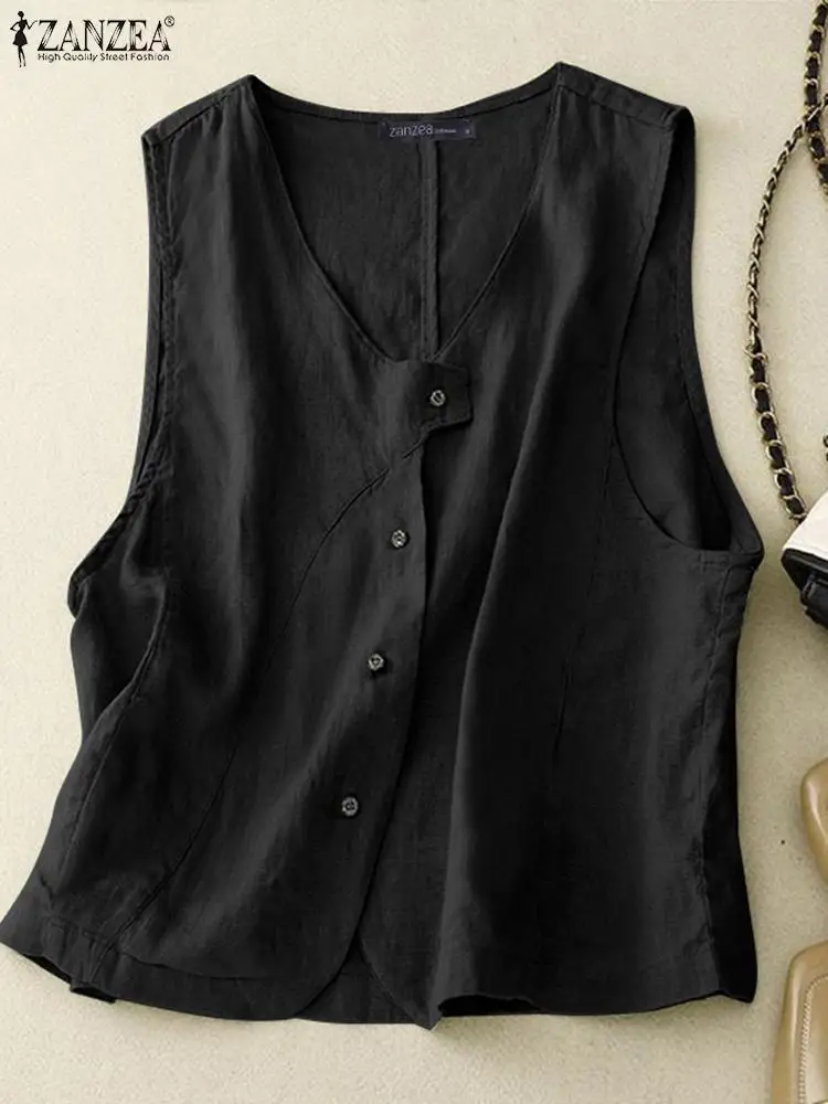 ZANZEA Casual Cotton Tanks Irregular Buttons Up Commute Work Solid Color Sleeveless Tops Women Elegant V Neck 2024 Summer Vests
ZANZEA Casual Cotton Tanks Irregular Buttons Up Commute Work Solid Color Sleeveless Tops Women Elegant V Neck 2024 Summer Vests