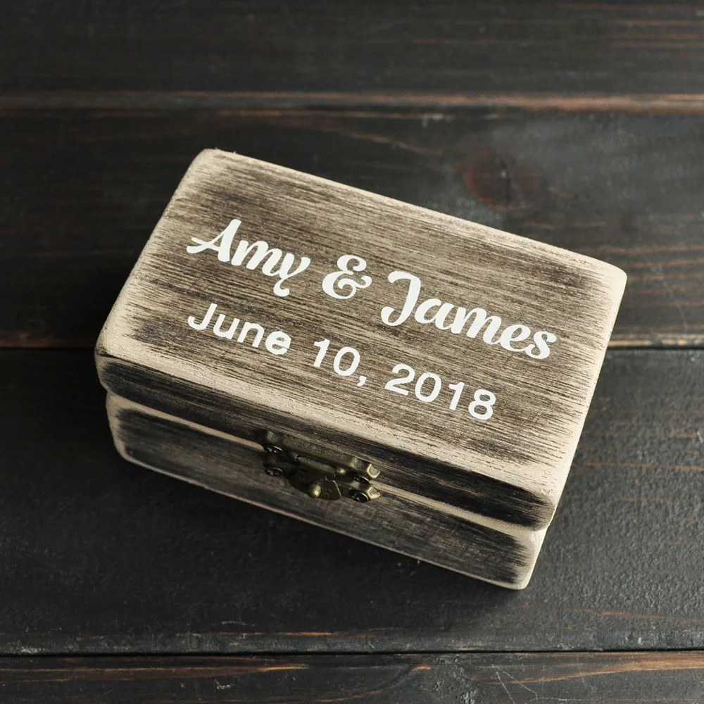 

Custom Wedding Ring Box for Ceremony Personalized Ring Bearer Box Engagement Rings Holder 2 slots Personalised Jewelry Storage