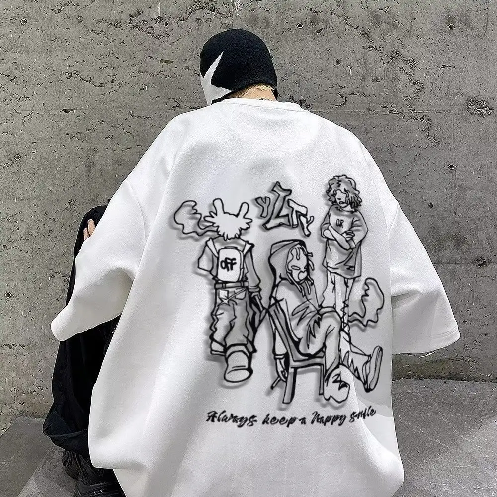 Suede Short Sleeved T-shirt for Men Summer Graffiti Print Half Sleeved Top American High Street Brand Casual Round Neck Clothes
Suede Short Sleeved T-shirt for Men Summer Graffiti Print Half Sleeved Top American High Street Brand Casual Round Neck Clothes