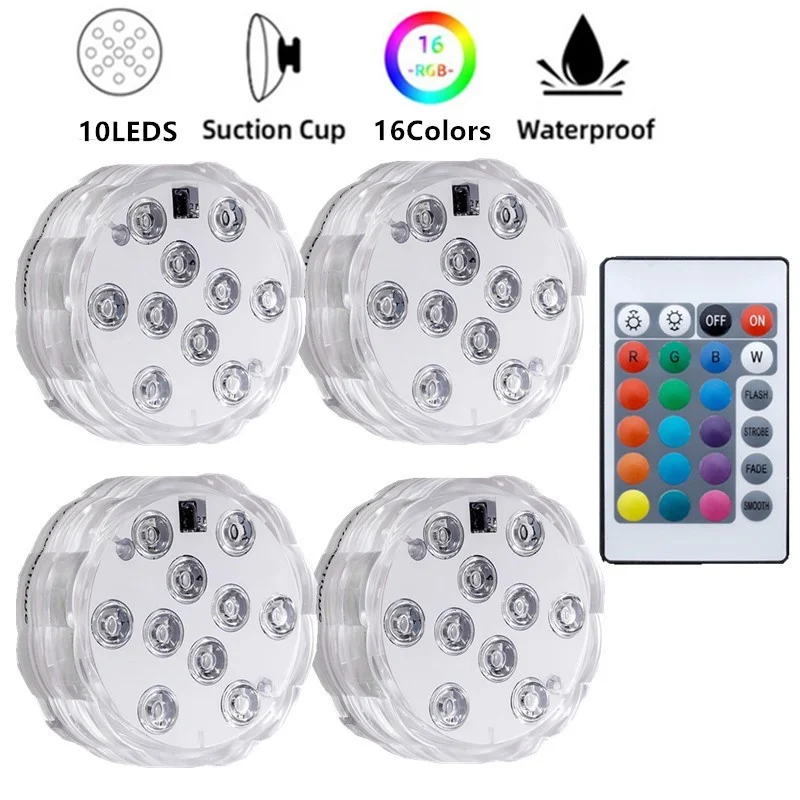 RGB Submersible Light 10 Led Remote Controlled Battery Operated Underwater Night Lamp Outdoor Vase Bowl Garden Party Decoration
RGB Submersible Light 10 Led Remote Controlled Battery Operated Underwater Night Lamp Outdoor Vase Bowl Garden Party Decoration