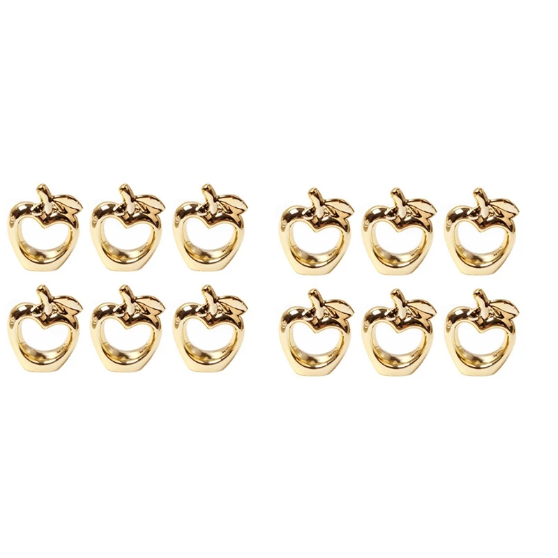 12Pcs Apple Napkin Rings, Metal Plated Apple Vintage Napkin Ring Buckle Holder For Dining Table Decoration,(Gold)
12Pcs Apple Napkin Rings, Metal Plated Apple Vintage Napkin Ring Buckle Holder For Dining Table Decoration,(Gold)