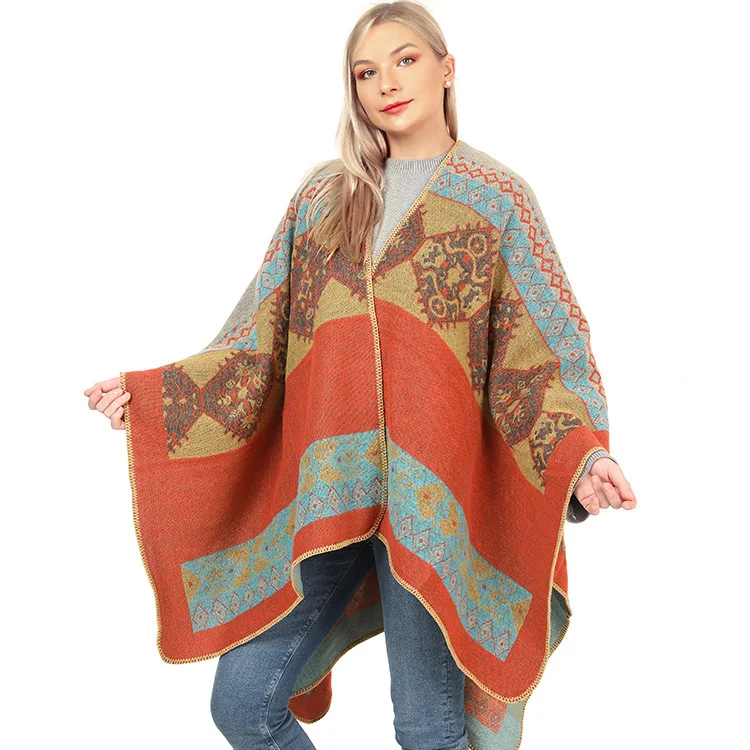 Autumn Winter Double Faced Cape Women's Knitted Coat Warm Imitation Cashmere Poncho Lady Capes Yellow Cloaks
Autumn Winter Double Faced Cape Women's Knitted Coat Warm Imitation Cashmere Poncho Lady Capes Yellow Cloaks