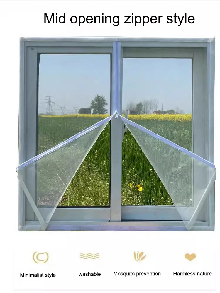 

Window screen mesh with self-adhesive buckle, mosquito and fly resistant, non punching, detachable, customized for househo