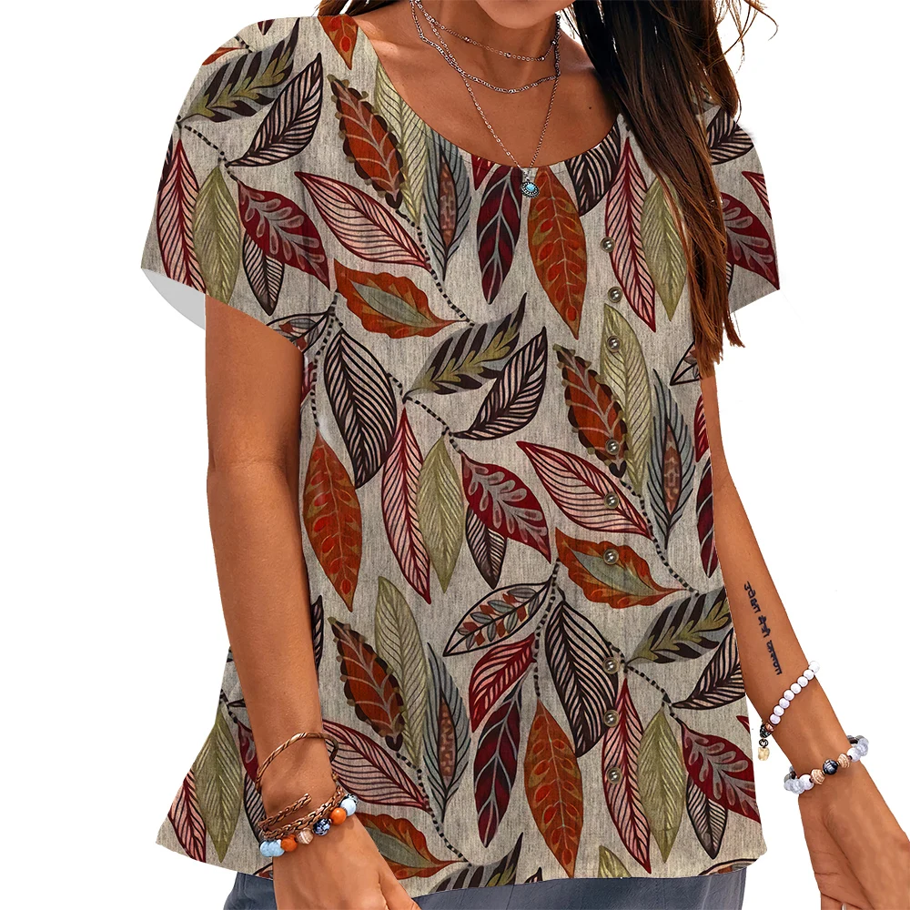 CLOOCL Women T-shirt Vintage Botanical Leaf 3D Printed Tees Button Decorate Short Sleeve Summer Loose Cozy Blouse
CLOOCL Women T-shirt Vintage Botanical Leaf 3D Printed Tees Button Decorate Short Sleeve Summer Loose Cozy Blouse
