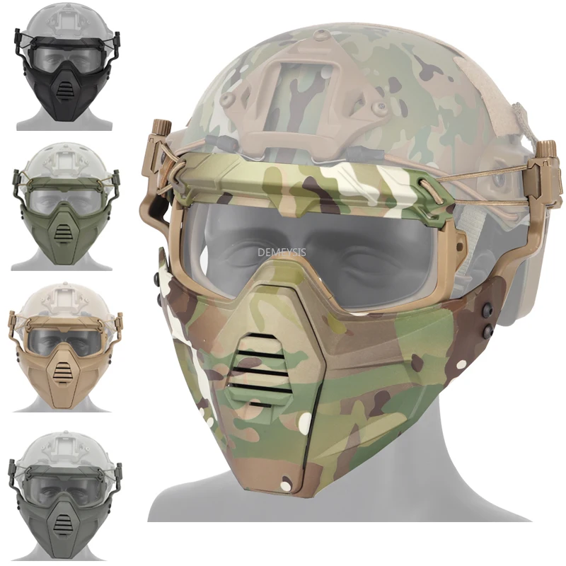 

Тактическая Маска на все лицо, ударопрочная защитная маска для стрельбы со съемными очками, военные маски для страйкбола и пейнтбола