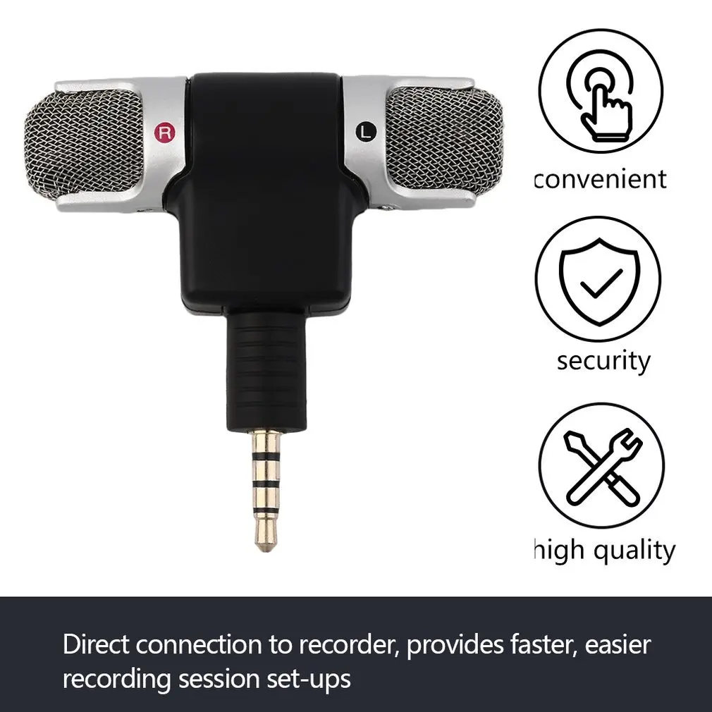 

Microphones 3.5mm Portable Mini Mic Digital Stereo Microphone for Recorder Sing Song Karaoke