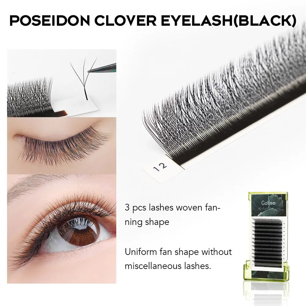 Gollee Clover Eyelash for Extension Work With Professional Lash Glue Soft Poseidon Clover Lash 3D Fast Extension Fanning Shape
Gollee Clover Eyelash for Extension Work With Professional Lash Glue Soft Poseidon Clover Lash 3D Fast Extension Fanning Shape