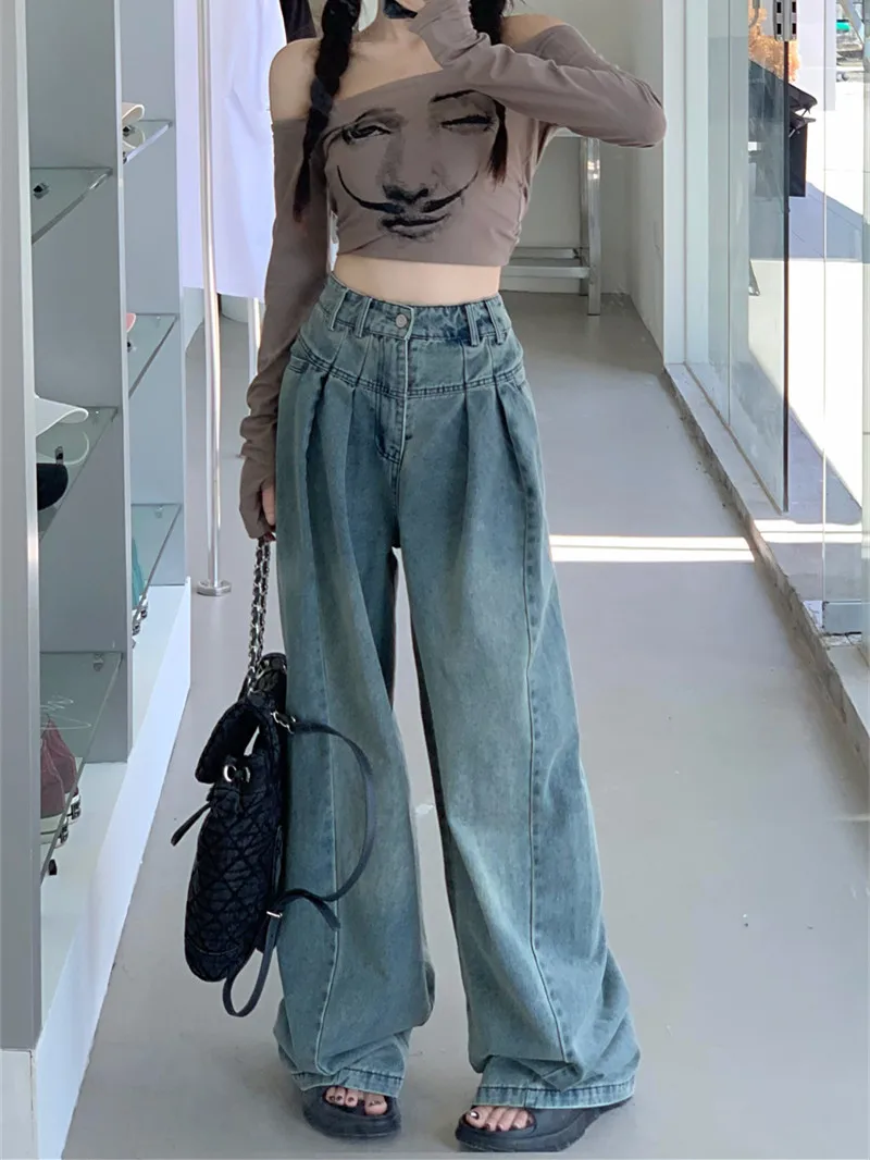 Blue Denim Jeans Women's Summer High Waist Loose Casual Straight Leg Pants Draping Feel Washed Old Wide Leg Pants
Blue Denim Jeans Women's Summer High Waist Loose Casual Straight Leg Pants Draping Feel Washed Old Wide Leg Pants