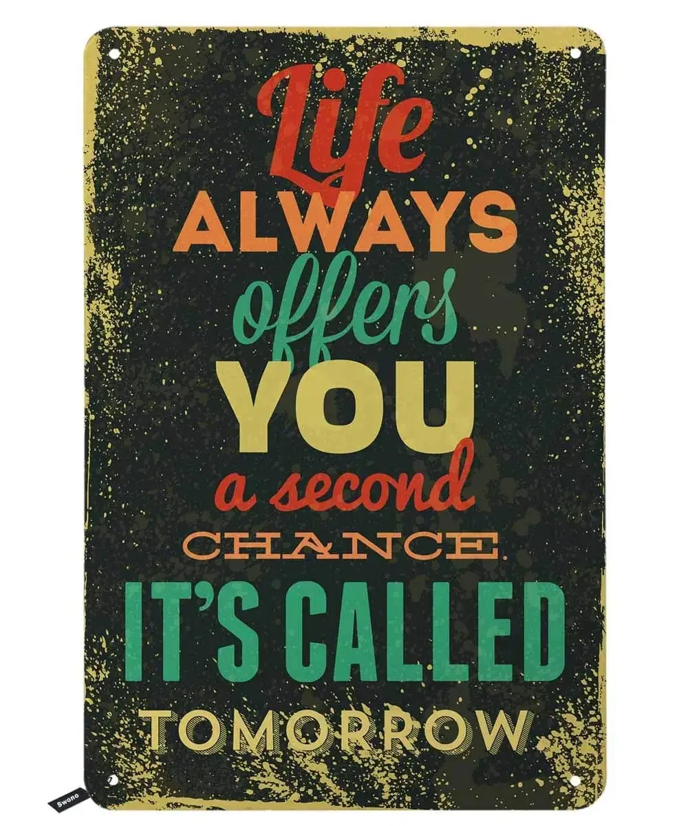 Quotes Tin Signs,Life Always Offers You a Second Chance Its Called Tomorrow Vintage Metal Tin Sign for Men Women,Wall Decor
Quotes Tin Signs,Life Always Offers You a Second Chance Its Called Tomorrow Vintage Metal Tin Sign for Men Women,Wall Decor