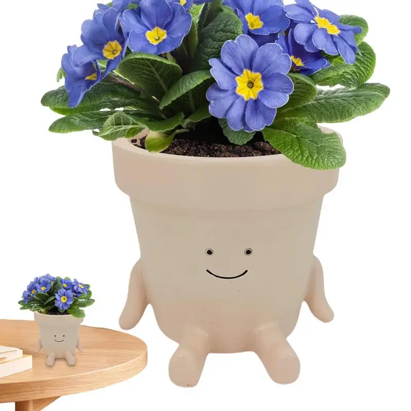 

Sitting Plant Pot creative smile Face Planter adorable Resin Planter Resin Plant Pots for Succulent plants garden accessories