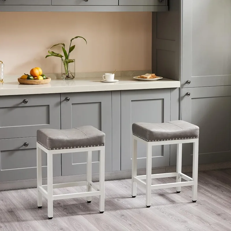 Bar Stools Set of 4, 24 inch Counter Height Bar Stools, Upholstered Modern Kitchen Barstools with Metal Base, PU Leather
Bar Stools Set of 4, 24 inch Counter Height Bar Stools, Upholstered Modern Kitchen Barstools with Metal Base, PU Leather