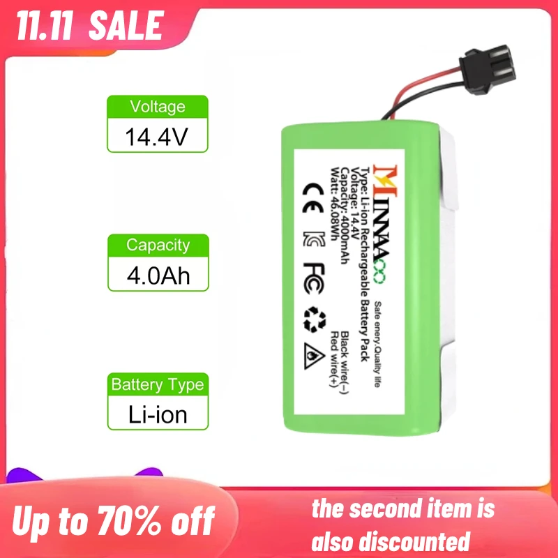 14.4V 4.0Ah Li-ion battery for Cecotec Conga Excellence 950 990 1090 Ecovacs Deebot DN621 601/605 Eufy RoboVac 35C Panda i7 V710
14.4V 4.0Ah Li-ion battery for Cecotec Conga Excellence 950 990 1090 Ecovacs Deebot DN621 601/605 Eufy RoboVac 35C Panda i7 V710