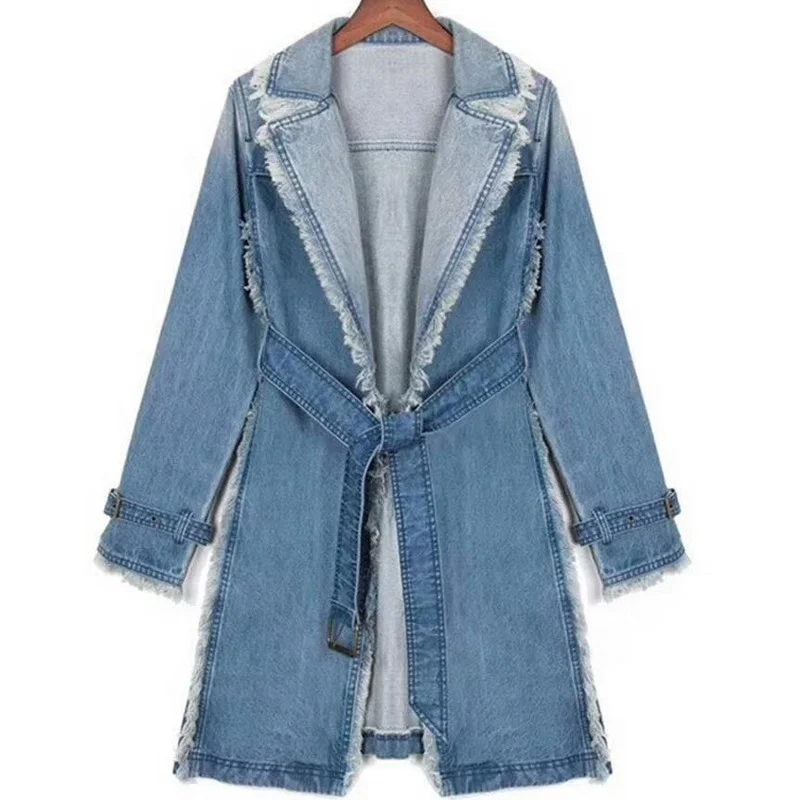 Women Fall Long Sleeve Long Denim Trench Coat 2023 Women Spring New Loose Coat Trench Plus Size Female Fashion Solid Outerwear
Women Fall Long Sleeve Long Denim Trench Coat 2023 Women Spring New Loose Coat Trench Plus Size Female Fashion Solid Outerwear