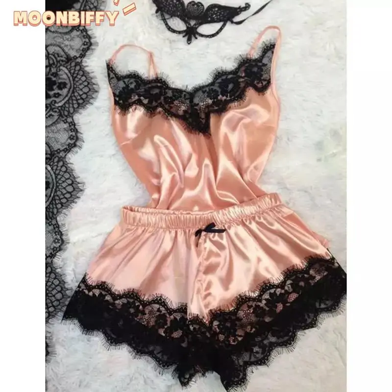 Fashion Sexy Lace Pajamas Set Women's Underwear Sleeveless Silk Pajamas Spaghetti Strap Top Shorts Pajamas Lingerie for Women
Fashion Sexy Lace Pajamas Set Women's Underwear Sleeveless Silk Pajamas Spaghetti Strap Top Shorts Pajamas Lingerie for Women
