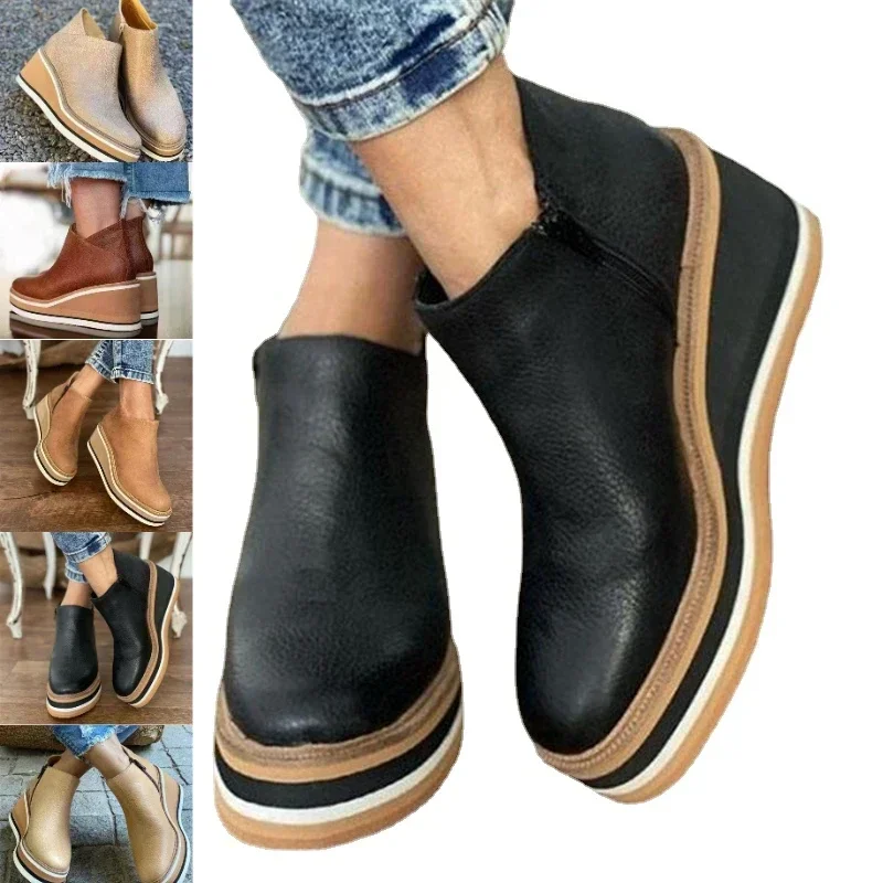 Black Rubber Ankle Women High Leather Shoe Wedge Heel Short Round Booties Trend Barrel Plus Platform Brown Heels Size Toe Boots
Black Rubber Ankle Women High Leather Shoe Wedge Heel Short Round Booties Trend Barrel Plus Platform Brown Heels Size Toe Boots