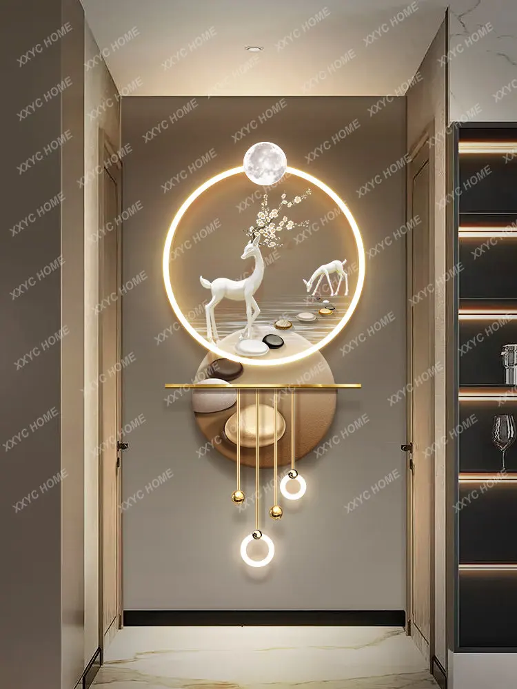 

Entrance Painting Light Luxury Modern High-End Lamp Mural Corridor Aisle End Meaning Good Stereo Hanging Painting