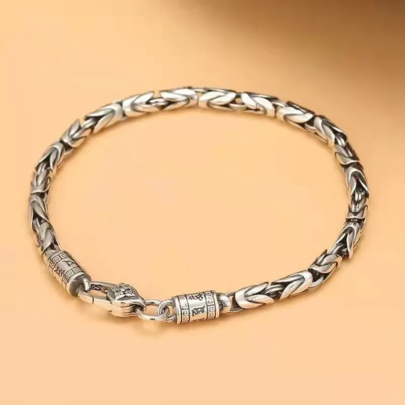 Retro Silver Color Peace Patterned Couple Bracelet for Men Women Six-character Proverbs Amulet Bracelet Friendship Jewelry
Retro Silver Color Peace Patterned Couple Bracelet for Men Women Six-character Proverbs Amulet Bracelet Friendship Jewelry