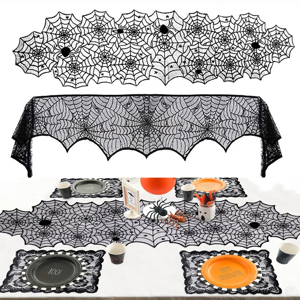 Halloween Decorations Indoor Black Lace Spiderweb Table Runner Fireplace Cover for Halloween Mantel Decor Festive Party Supplies
Halloween Decorations Indoor Black Lace Spiderweb Table Runner Fireplace Cover for Halloween Mantel Decor Festive Party Supplies