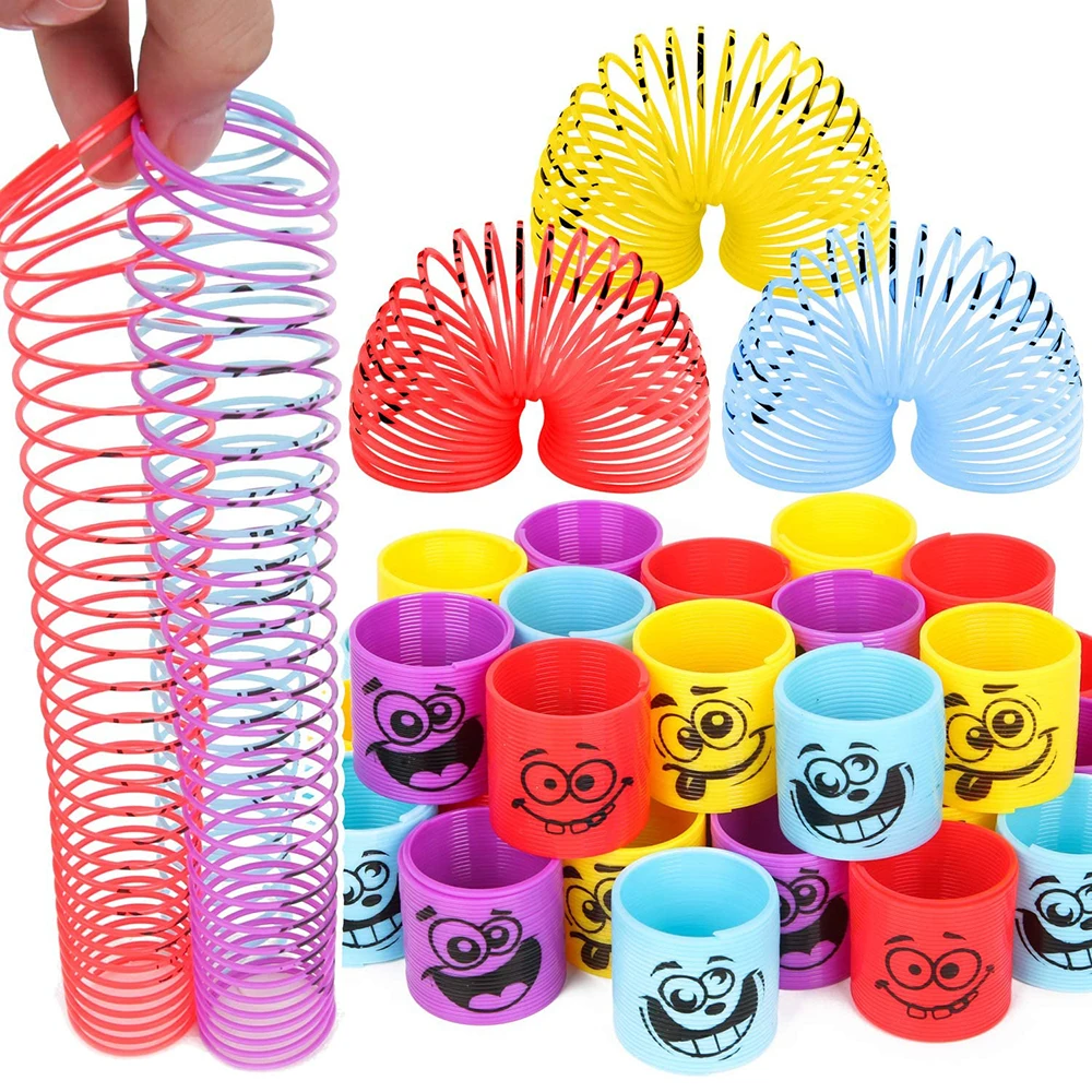 24Pcs Rainbow Spring Toy Assortment Bulk Plastic Magic Coil Springs with Smile Face for Boys Girls Pinata Fillers Prizes Gift
24Pcs Rainbow Spring Toy Assortment Bulk Plastic Magic Coil Springs with Smile Face for Boys Girls Pinata Fillers Prizes Gift