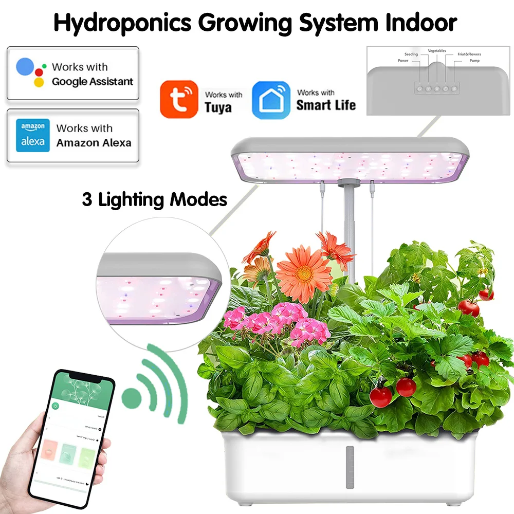 Intelligent Life WIFI-compatible Hydroponic Growing System Indoor Vegetable Flower Grow with LED Grow Light Germinate Planter
Intelligent Life WIFI-compatible Hydroponic Growing System Indoor Vegetable Flower Grow with LED Grow Light Germinate Planter