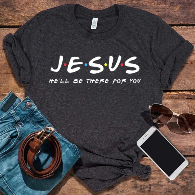 

Y2k летняя свободная футболка с коротким рукавом, женские топы с изображением Иисуса он будет там для вас, эстетическая одежда с изящностью, винтажная Классическая футболка