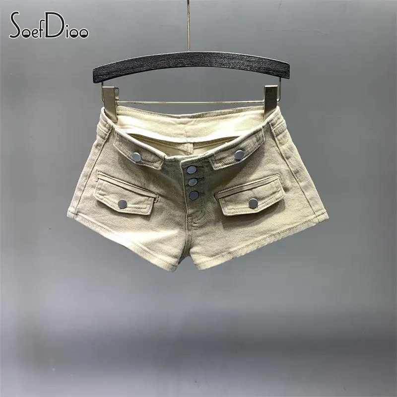 Soefdioo Solid Pockets Denim Shorts Casual High Elastic Slim Hip Lift Low Waist Short Pants Women 2023 Female Bottoms Streetwear
Soefdioo Solid Pockets Denim Shorts Casual High Elastic Slim Hip Lift Low Waist Short Pants Women 2023 Female Bottoms Streetwear