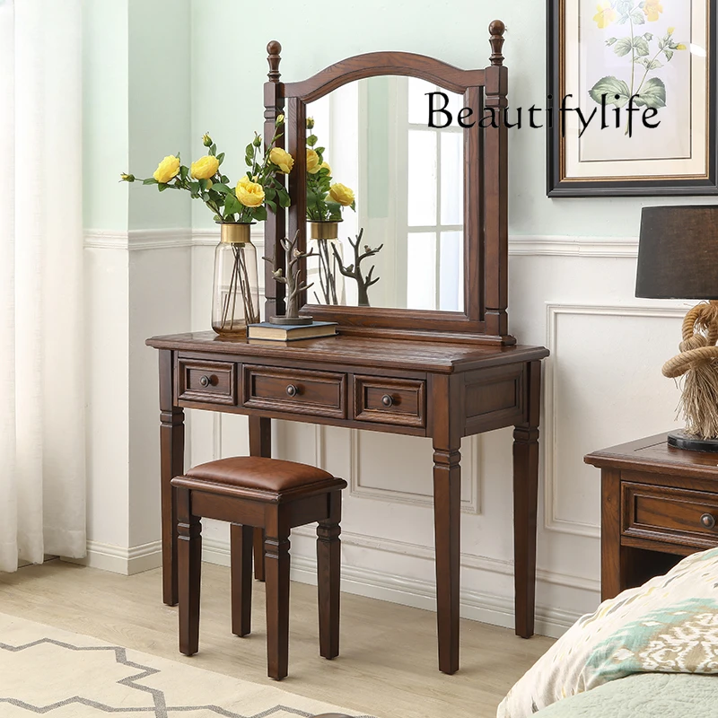 American Country Retro Solid Wood Dressing Table Modern Minimalist Bedroom and Household Makeup Table
American Country Retro Solid Wood Dressing Table Modern Minimalist Bedroom and Household Makeup Table