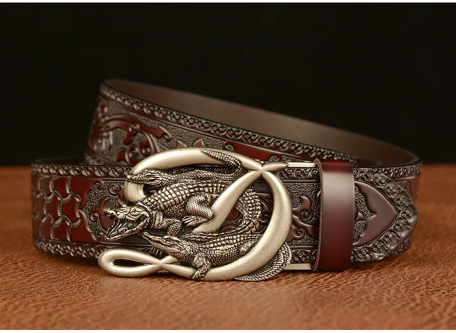 SupSindy Men Genuine Leather Belt Luxury Gold Crocodile Metal Automatic Buckle Cowhide Belts for Men Jeans Waistband Male Strap SupSindy Men Genuine Leather Belt Luxury Gold Crocodile Metal Automatic Buckle Cowhide Belts for Men Jeans Waistband Male Strap