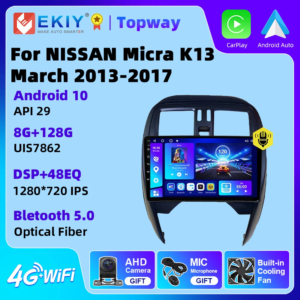 EKIY For NISSAN Micra K13 March 2013-2017 Car Radio Android 10 Carplay Android Auto 4G WIFI GPS Navigation Player No DVD
EKIY For NISSAN Micra K13 March 2013-2017 Car Radio Android 10 Carplay Android Auto 4G WIFI GPS Navigation Player No DVD