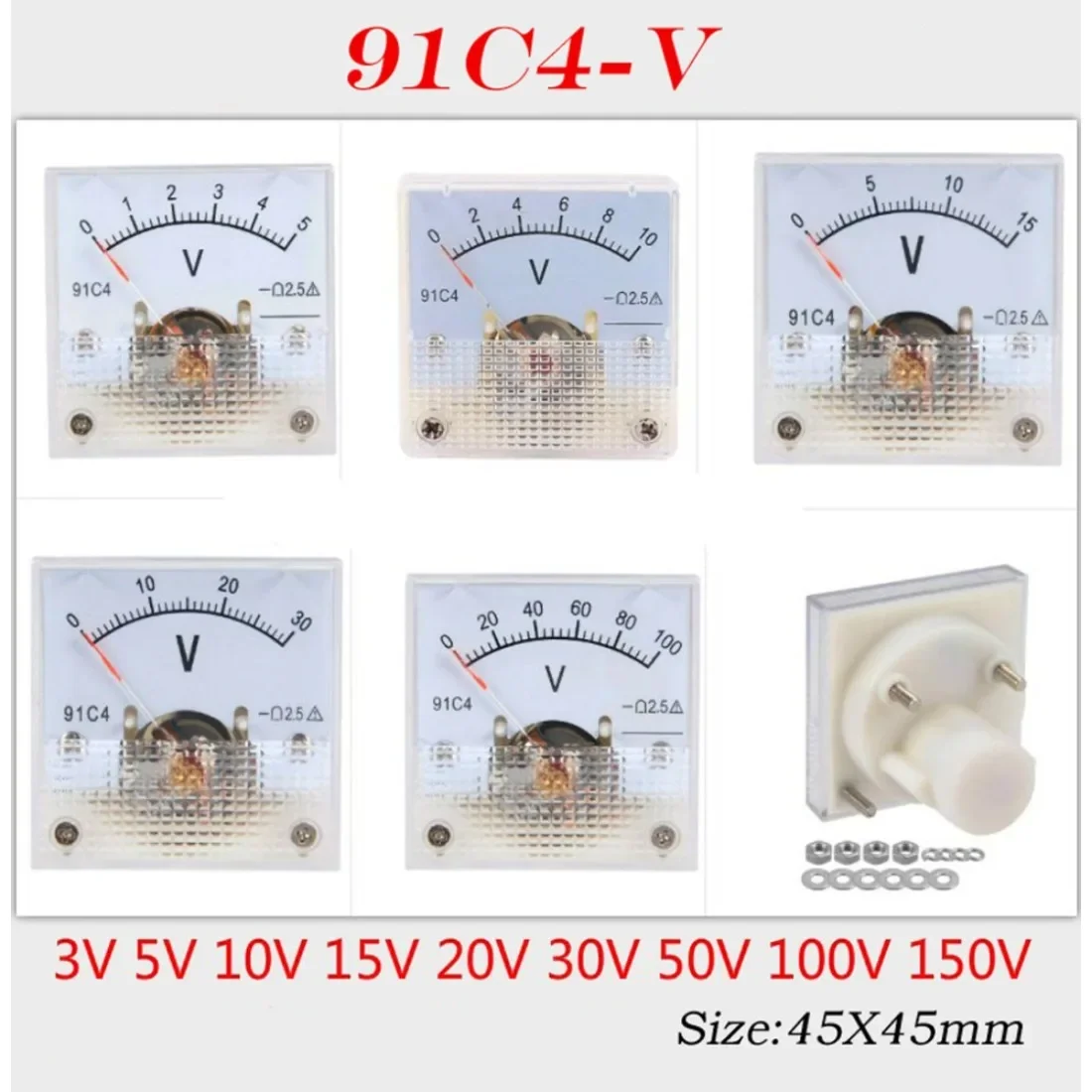 DC Ampere Meter 91C4 Ammeter 1/2/3/5/10/20/30/50/100/200 A V Voltmeter Analog Panel Meter Mechanical Pointer 91C4 Ammeter
DC Ampere Meter 91C4 Ammeter 1/2/3/5/10/20/30/50/100/200 A V Voltmeter Analog Panel Meter Mechanical Pointer 91C4 Ammeter
