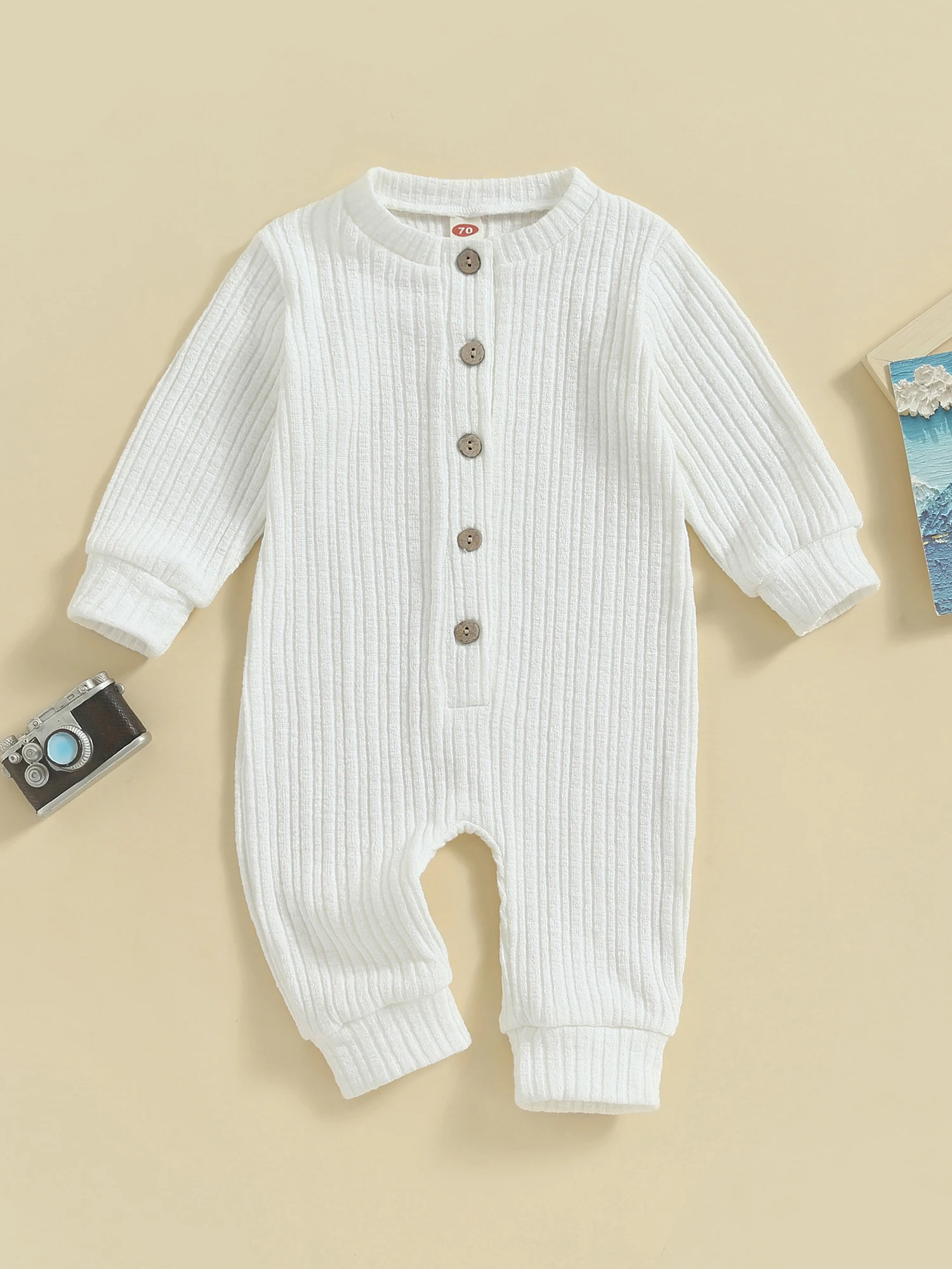 Cute and Cozy Unisex Baby Romper Bodysuit with Ribbed Knit and Lapel Button Detail for Autumn Wardrobe
Cute and Cozy Unisex Baby Romper Bodysuit with Ribbed Knit and Lapel Button Detail for Autumn Wardrobe