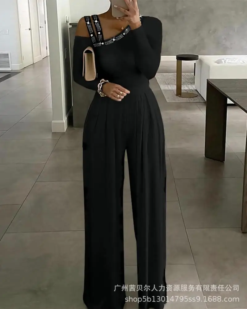 Elegant Women Solid Color Simple Loose Jumpsuit Pants 2023 Summer Fashion Hollow Out One Shoulder Long Sleeve Wide-Leg Jumpsuit
Elegant Women Solid Color Simple Loose Jumpsuit Pants 2023 Summer Fashion Hollow Out One Shoulder Long Sleeve Wide-Leg Jumpsuit