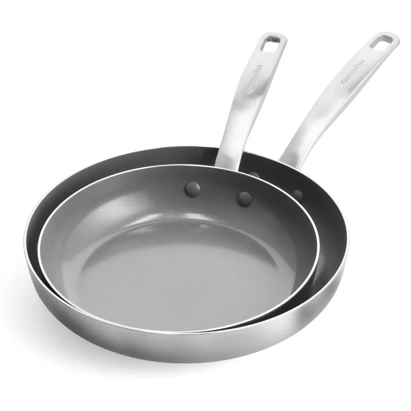 

GreenPan Chatham Tri-Ply Stainless Steel Healthy Ceramic Nonstick, 2 Piece Frypan Set, 8" and 10"