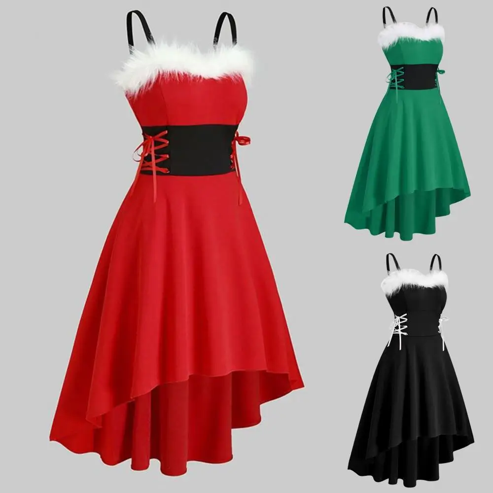Waist Tight Women Dress Sleeveless Autumn Shoulder Straps High Low Hem Party Dress
Waist Tight Women Dress Sleeveless Autumn Shoulder Straps High Low Hem Party Dress