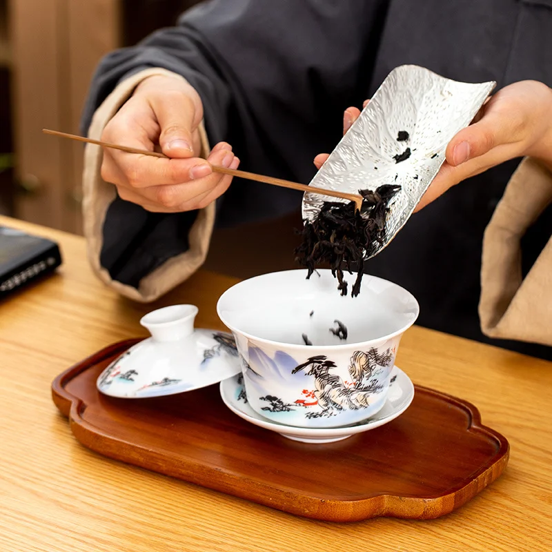 Gaiwan Infuser Tureen Pure Dehua White Porcelain Cover Bowl Single Tea Cup Ceramic Tea Set Blue and White Hand Holding Pot Large
Gaiwan Infuser Tureen Pure Dehua White Porcelain Cover Bowl Single Tea Cup Ceramic Tea Set Blue and White Hand Holding Pot Large