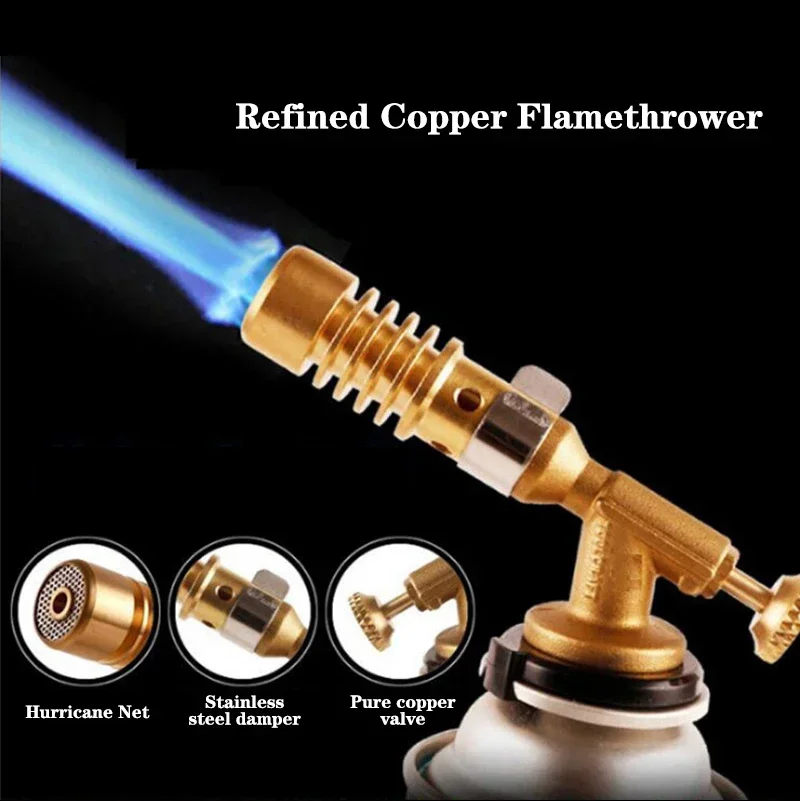 

Brass Welding Gas Torch Portable Flame Gun Butane Burner Outdoor Camping Lighter Flamethrower Welding Equipment Kitchen Ignition