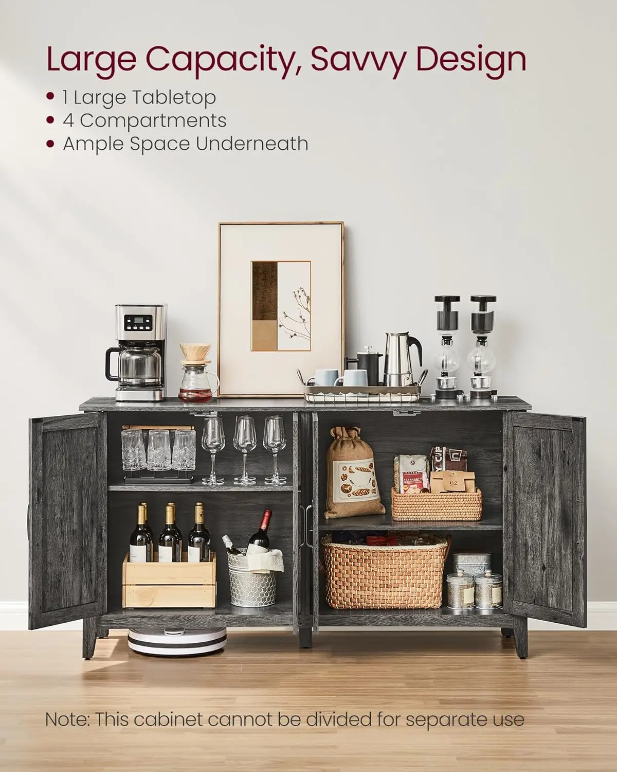 Credenza Sideboard Table, Kitchen Cupboard with Adjustable Shelves for Living, Dining Room, Entryway, Charcoal Gray ULSC381T04
Credenza Sideboard Table, Kitchen Cupboard with Adjustable Shelves for Living, Dining Room, Entryway, Charcoal Gray ULSC381T04