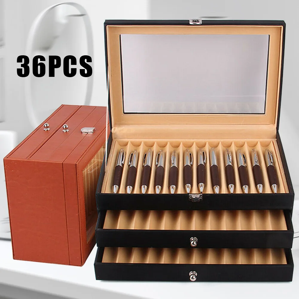 Luxuy Leather Fountain Pen Storage Display Case 3 Tier 36-Slot Capacity Drawer Type Flannel Organizer Box For Family Friend Gift
Luxuy Leather Fountain Pen Storage Display Case 3 Tier 36-Slot Capacity Drawer Type Flannel Organizer Box For Family Friend Gift