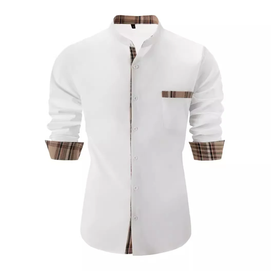 New British stand up collar cardigan for men in spring and autumn season, color checkered casual loose sleeved shirt
New British stand up collar cardigan for men in spring and autumn season, color checkered casual loose sleeved shirt