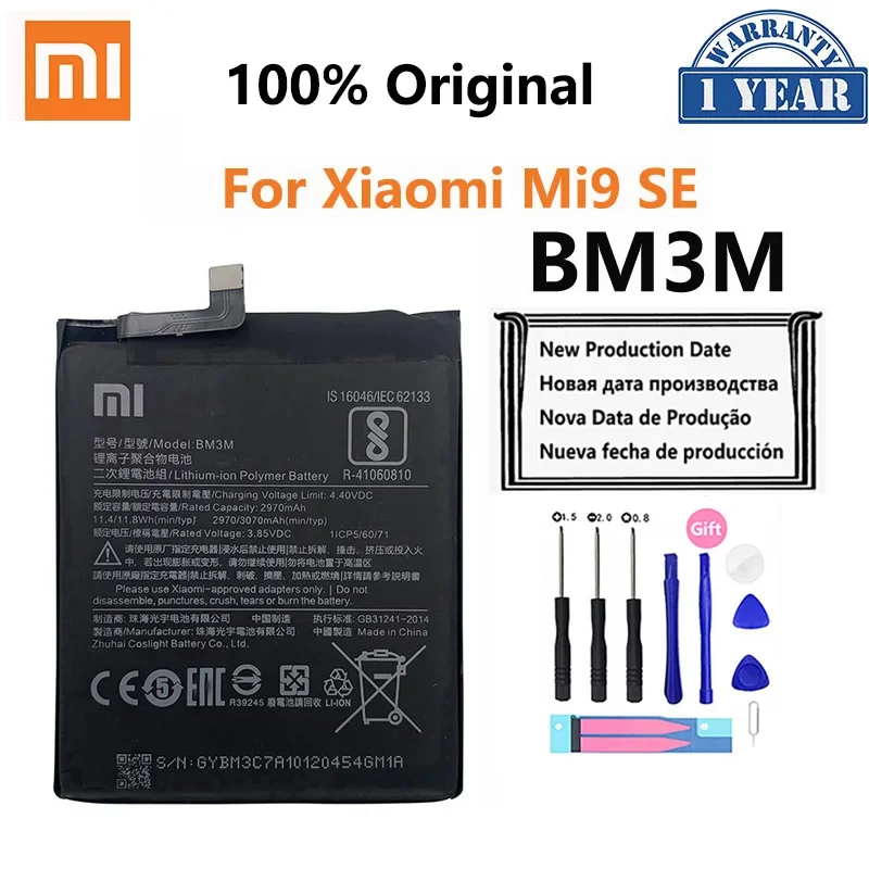 100% Original Xiao Mi Replacement Battery BM3M For Xiaomi Mi9 SE Mi 9SE 3070mAh High Capacity Phone Batteries Free Tools
100% Original Xiao Mi Replacement Battery BM3M For Xiaomi Mi9 SE Mi 9SE 3070mAh High Capacity Phone Batteries Free Tools